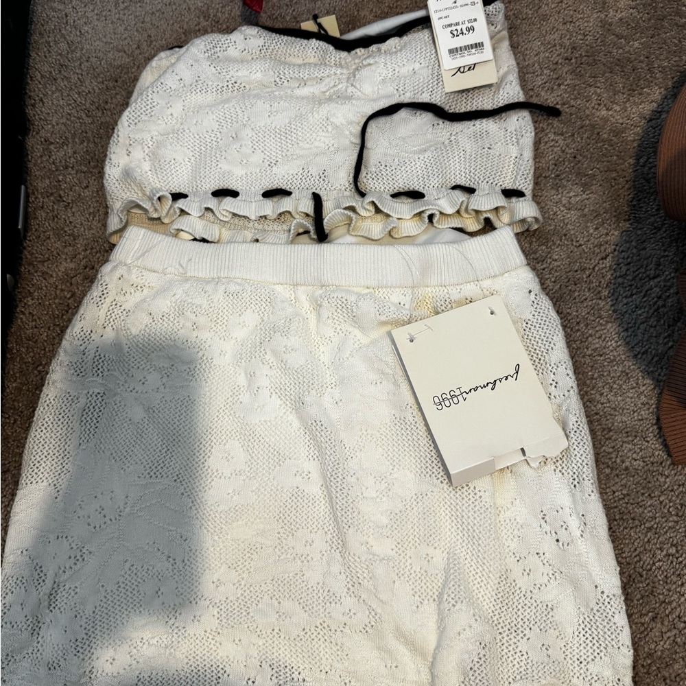 Forever 21 Ruffled Lace Mini Dress in White
